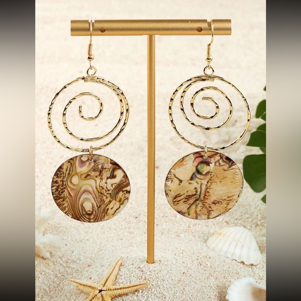 Spirals w/ Real Shell Dangle Earrings
